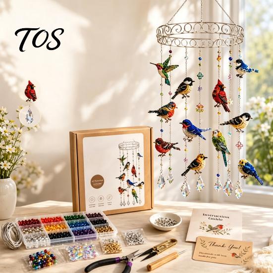 Decorative Hanging Ornaments for Home Graceful Bird Wind Chime, Stained Outdoor Sun Catcher Windchime, Colorful Yard Garden Chimes Decorations,