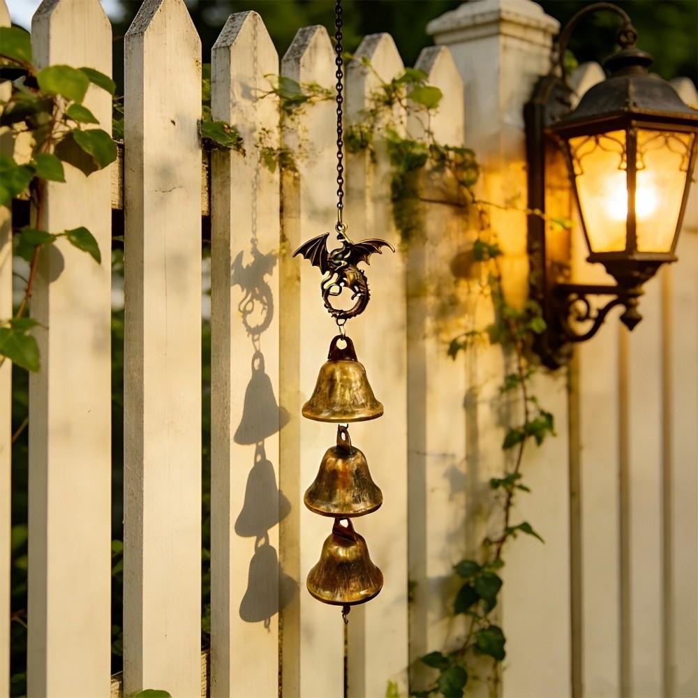 Metal Iron Black Dragon Wind Chime Bells Ornaments Vintage Wind Chimes Decorations Crafts Dragon Hanging Outdoor Garden