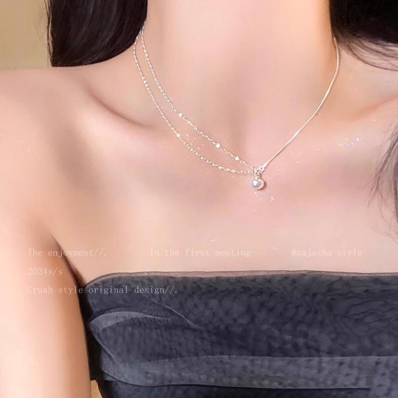 Elegant Pearl Pendant Necklace Women Minimalist Heart Charm Chain Titanium Steel With Gold Plating Lightweight