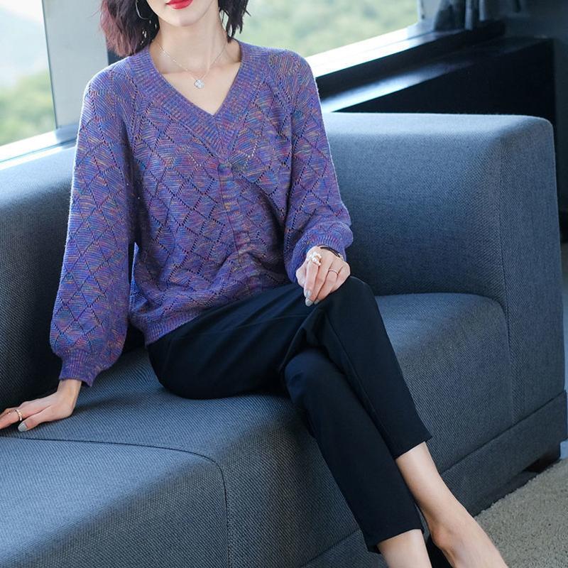 Универсальные вязаные топы с v-образным вырезом, осенне-зимние нижние рубашки, новинка 2022 года, женские повседневные свитера с вырезами, пуловеры