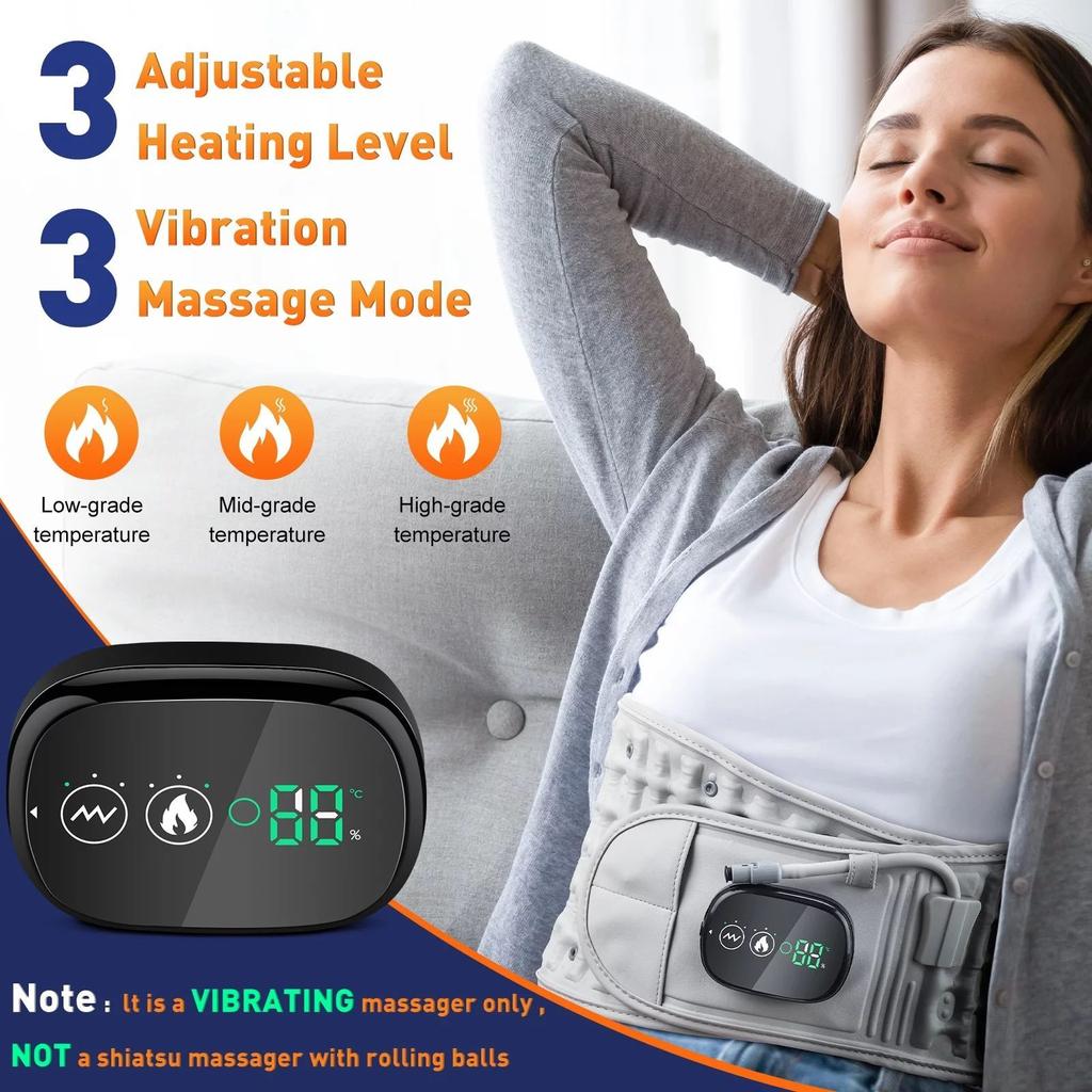 Heating Inflatable Waist Belt Vibration Massage Traction Device Digital Display Control Rechargeable Waist Support Tool Grey