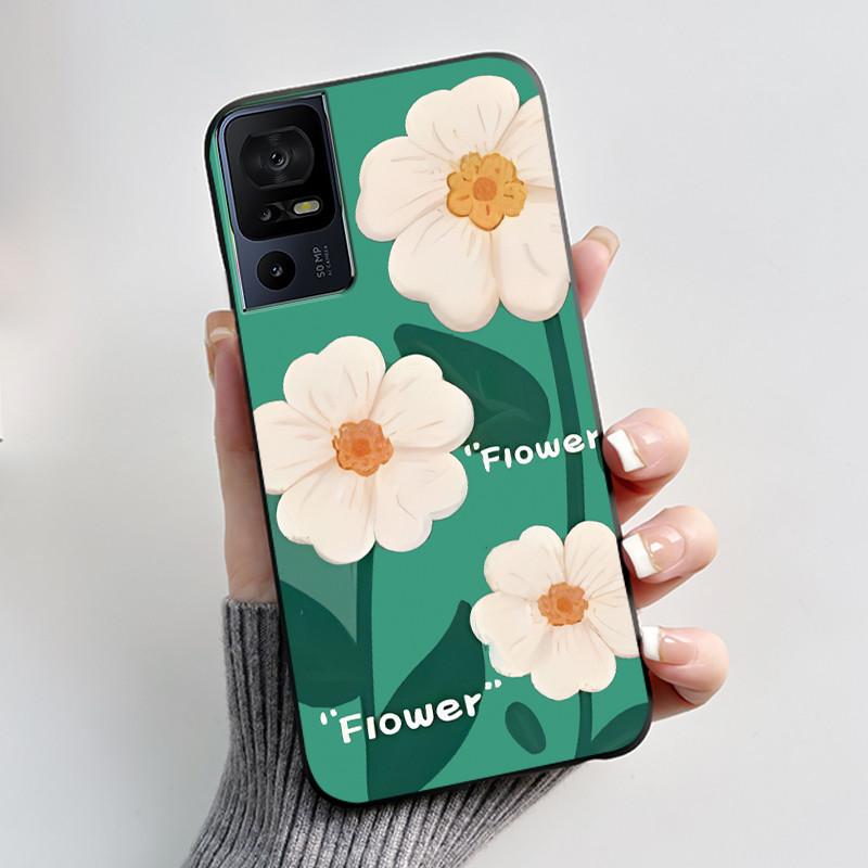 Phone Cover For TCL 40 SE 40 XL 40T Case Silicone Luxury Butterfly Flowers Black Bumper Soft TPU Coque for TCL 40SE 40XL Funda