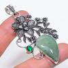 Green Apatite, Diopside Handmade 925 Sterling Silver Jewelry Pendant 2.88" W6t69