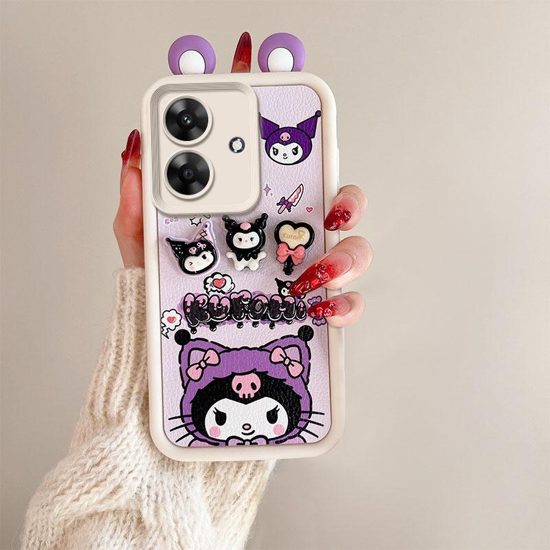 KEYSION Чехол Cute Ear 3D Cartoon для Realme Note 60 с браслетом, силиконовый противоударный чехол для телефона OPPO Realme Note 60X