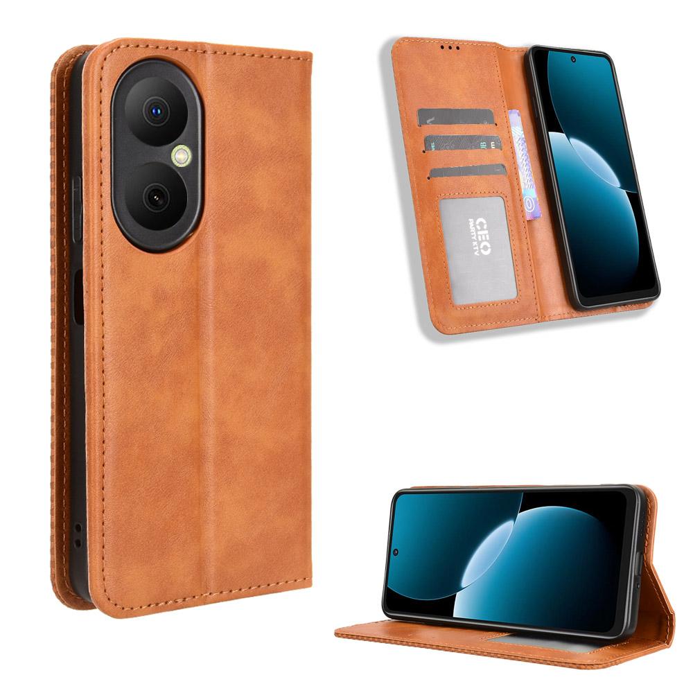For Huawei Enjoy 80 Leather Case Wallet Stand Retro Texture Phone Cover