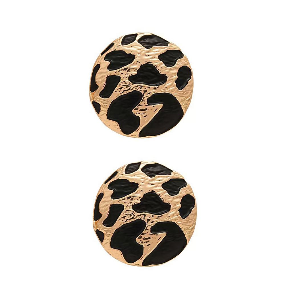 Leopard Print Round Earrings Alloy Sensitive Skin Friendly Earrings Jewelry Gift for Women Girls Dainty Accessories