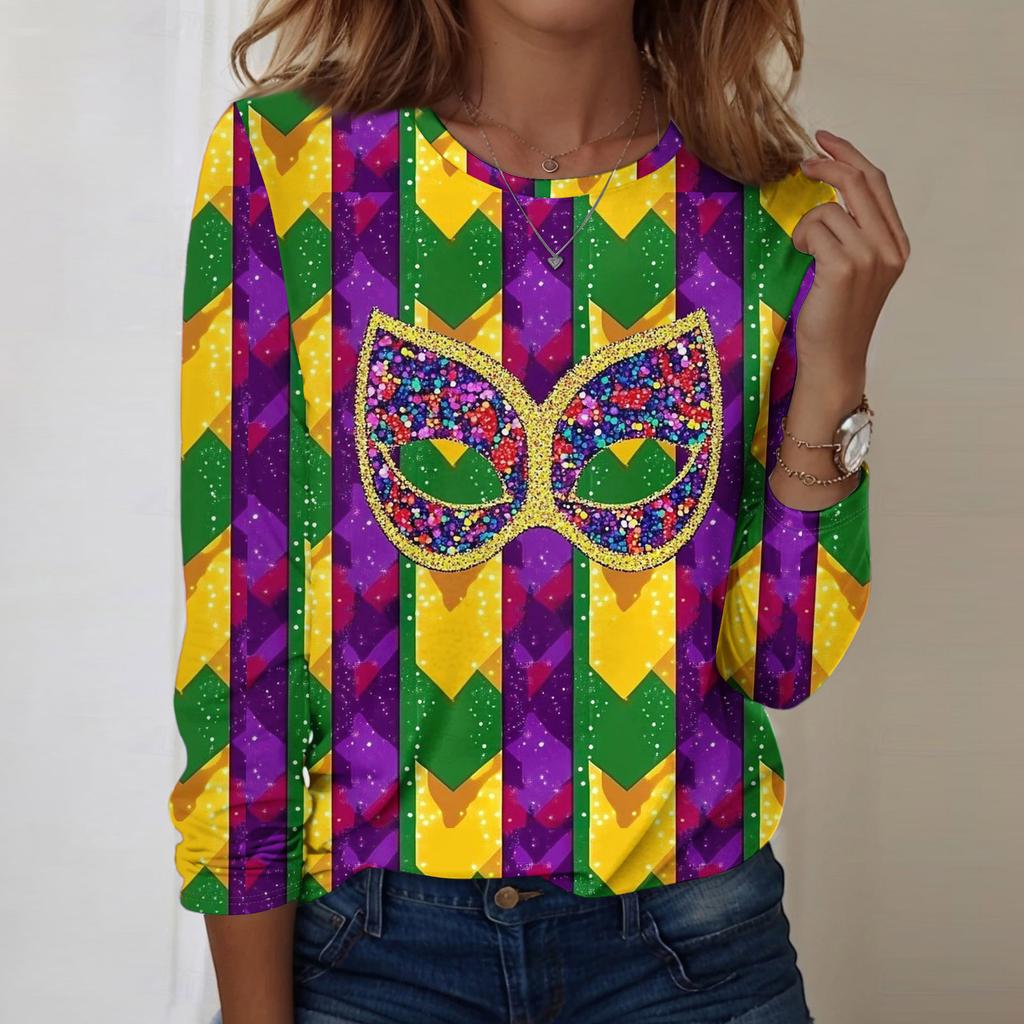 Long Sleeve Shirts For Women Cute Print Graphic Tees Blouses Casual Plus Size Basic Tops Pullover