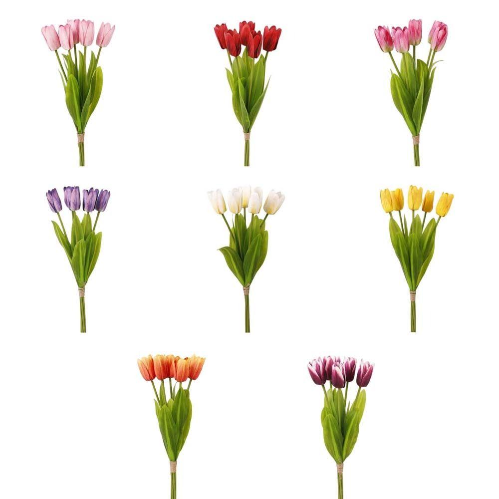 Real Touch Artificial Tulip Flowers Realistic Handmade Simulation Big Tulip 5-Heads 52 cm Faux Tulip Branch Dining Table