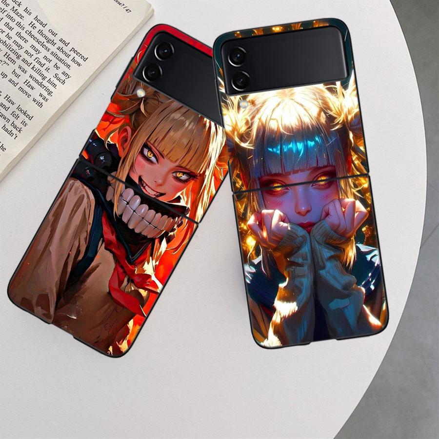 Чехол для телефона аниме Химико Тога для Samsung Z Flip 7 6 5G Galaxy Z Flip 5 4 3 Черный Жесткий Чехол-Крышка Роскошный ПК Корпус Coque