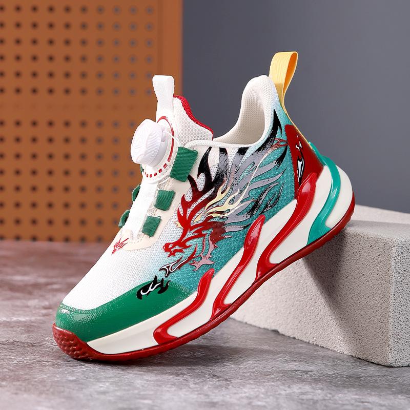 Красные спортивные кроссовки для мальчиков Осень 2025 с вращающейся пряжкой - Дышащие беговые кроссовки для детей