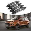 Fits 09-14 Fiesta/Ecosport: Carbon Fiber Pattern Door Handle & Black Door Bowl Decorative Set