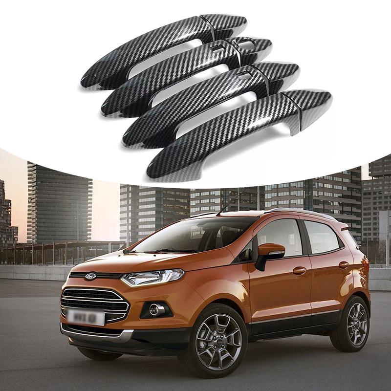 Подходит для Fiesta/Ecosport 09-14: Комплект декоративных накладок на дверные ручки и черных накладок на дверные чаши с рисунком из углеродного волокна