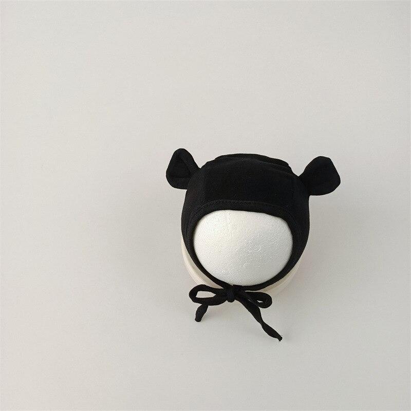 Милая мультяшная шапка для новорожденных с медвежьими ушками для маленьких мальчиков и девочек, корейская однотонная детская шапка, весенне-осенняя шапка для малышей