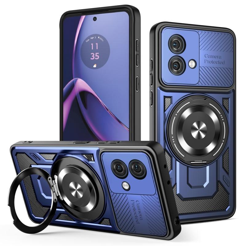 Роскошный бронированный чехол с магнитной беспроводной зарядкой Magsafe для Motorola G84, военный защитный чехол с держателем-кольцом для пальца