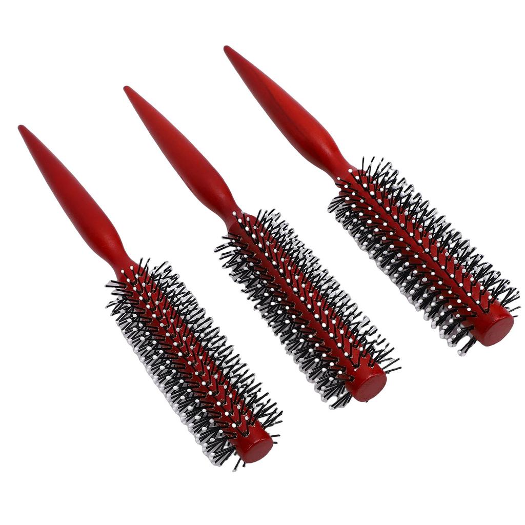 Wooden Round Hair Brush Set 3 Sizes Round Curling Comb with Anti Static Ergonomic Handle for All Hair Types