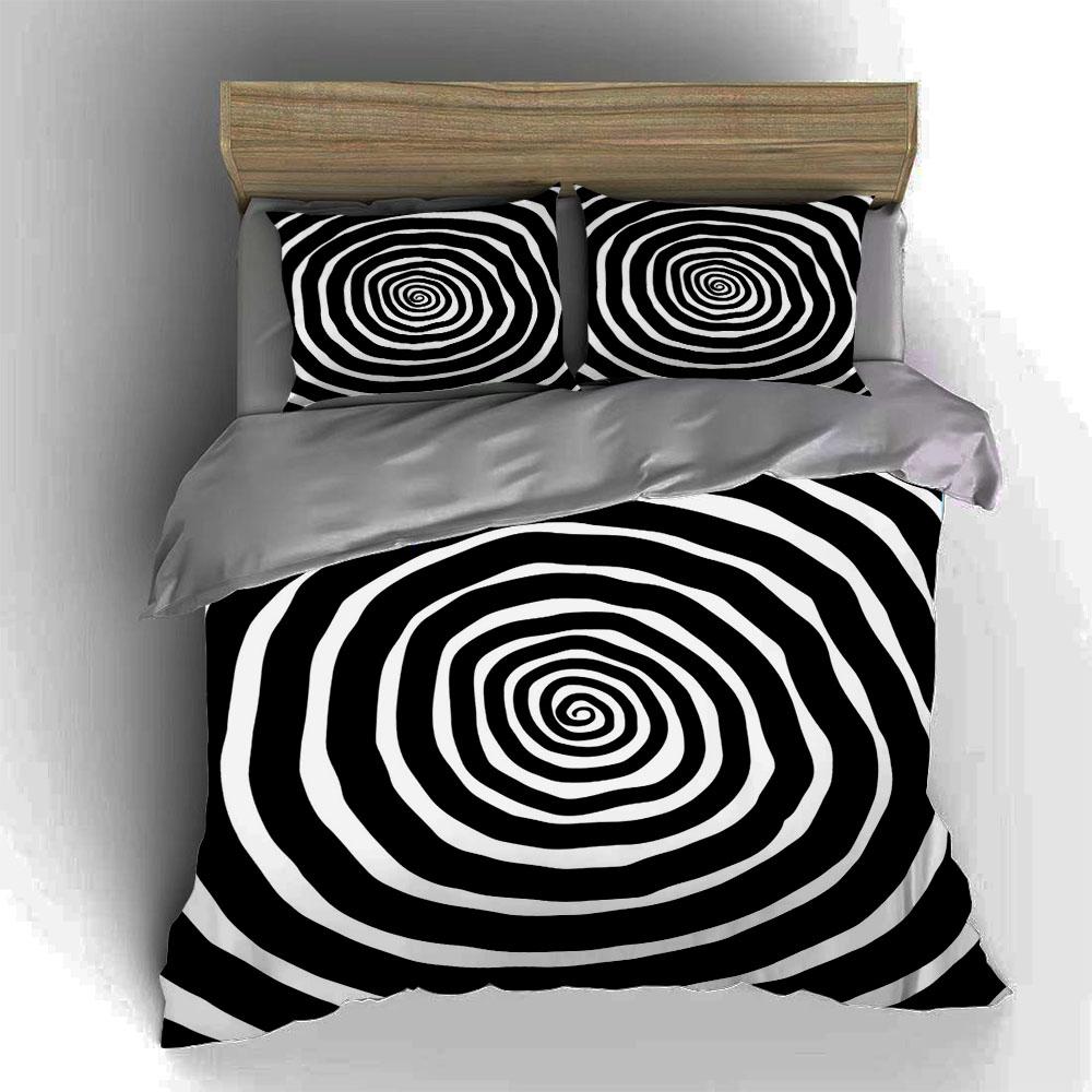 Spiral black-and-white. Bedding Duvet cover sets Duvet covers Pillowcases gifts (1 * Duvet Cover 2 * Pillowcases, without duvet insert)