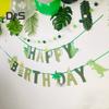 1 комплект зеленых подвесных флажков, антивыцветающих, премиум-гирлянд с изображением динозавра на день рождения, баннер «С днем рождения»