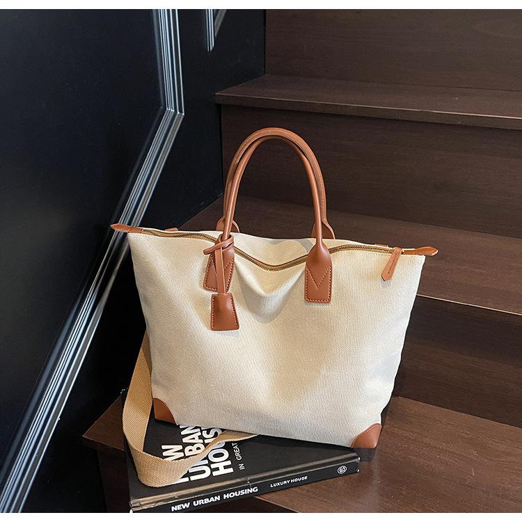 Новая универсальная холщовая женская сумка контрастного цвета большой вместимости портативная сумка-тоут женская нишевая ретро сумка-мессенджер