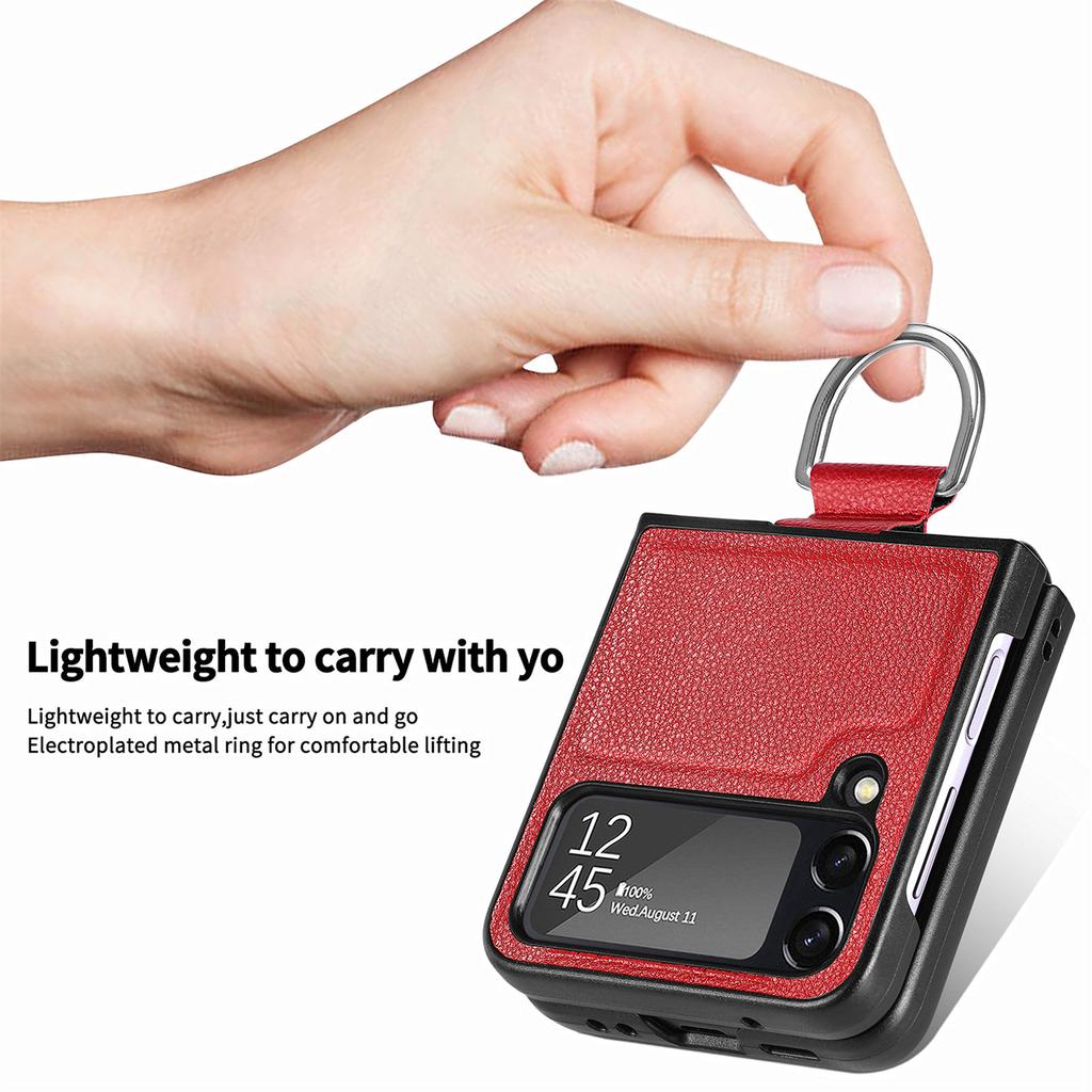 Матовый кожаный чехол для телефона с точным вырезом для Samsung Galaxy Z Flip 4 5g Flip4 Flip3 Flip 3, чехол для мобильного телефона с кольцом на палец