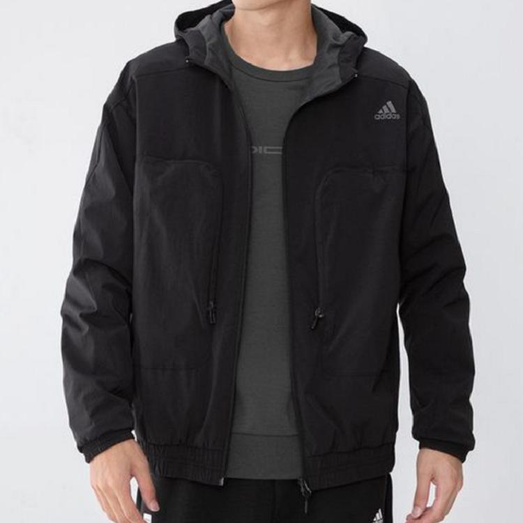 Adidas Куртка с капюшоном для тренировок, мужская верхняя одежда, черный H38399