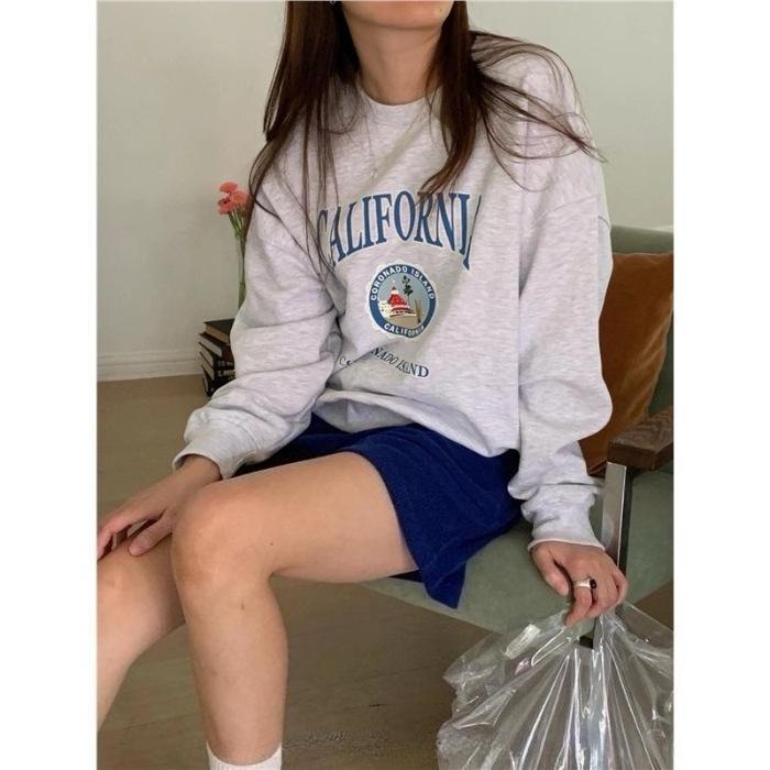 Женские модные повседневные весенне-осенние блузки и рубашки с круглым вырезом с длинными рукавами