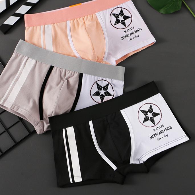 Новые хлопковые дышащие боксеры со звездным принтом, модное мужское нижнее белье, мягкие внутренние мужские боксеры, размер M-3XL