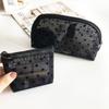 Wave Point Transparent Cosmetic Bag Large Capacity Love Heart Mesh Makeup Bag Cute   Travel