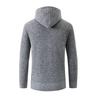 Men Fall Winter Cardigan Coat Drawstring Hooded Thick Velvet Lining Ribbed Cuffs Hem Solid Color Knitted
