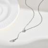 Y-shaped Water Drop Tassel Necklace Titanium Steel Collarbone Chain Metal Necklace  Jewelry Gifts