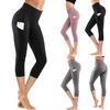 Women's Tight Elastic Quick Dry Solid Color Pocket Capris Seamless Yoga Pants