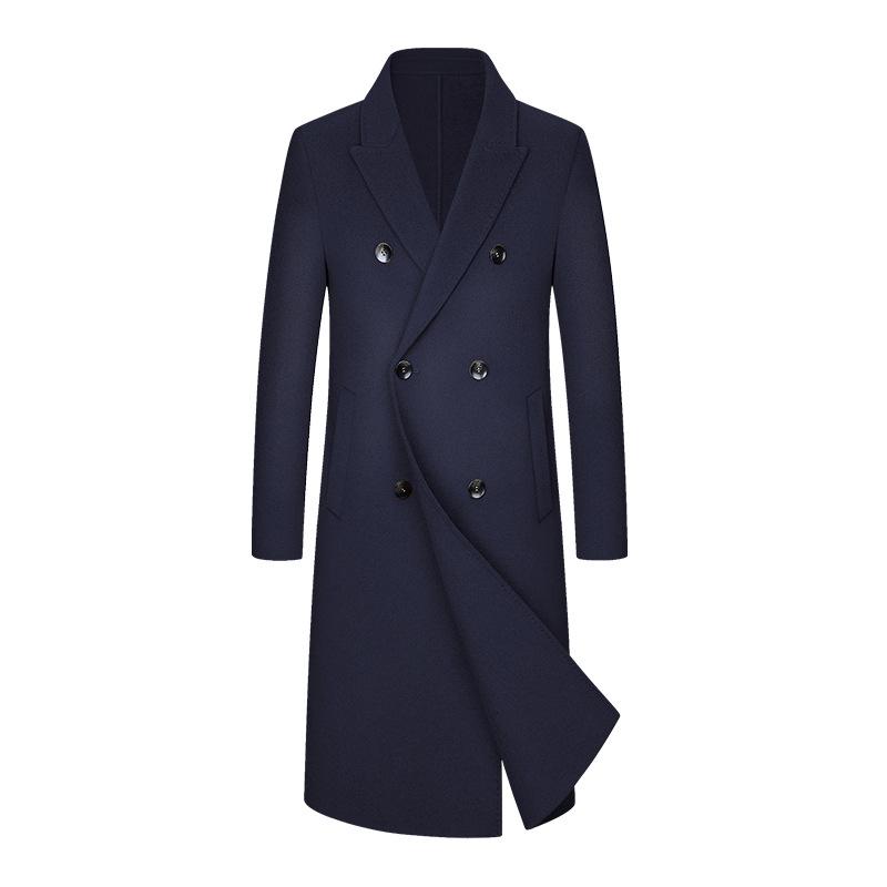 Autumn and Winter Men's Handmade Double-sided Woolen Coat Youth Fashion Trend Long Woolen Coat Trench Coat Men