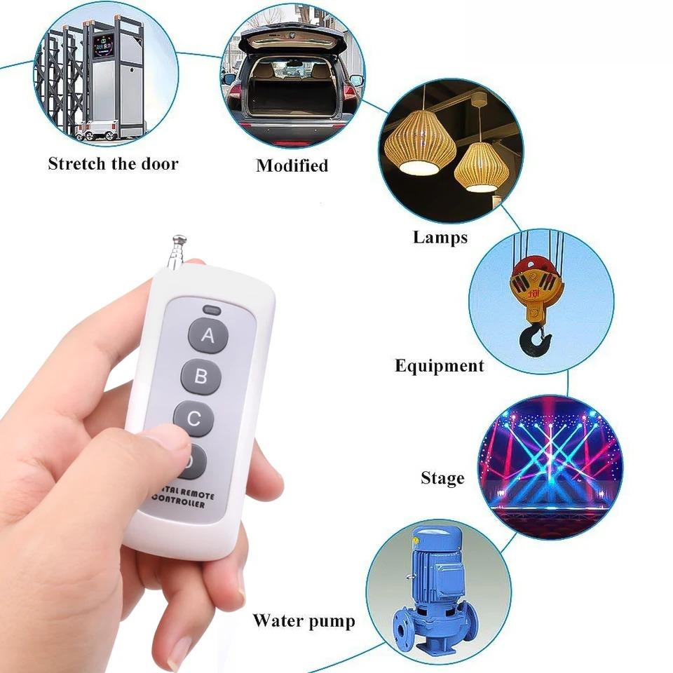 433MHz Wireless Remote Control 2/4/6/8 Buttons Remote Control Learning Code 1527 Antenna Reach 1000m Long Range