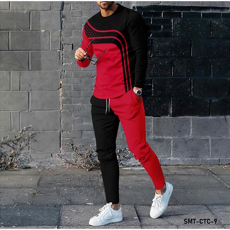Autumn Men's Long Sleeved T-shirt Casual Vacation Street Fashion 3D Bee Honeycomb Sportswear Pants Set Latest 2-piece Set