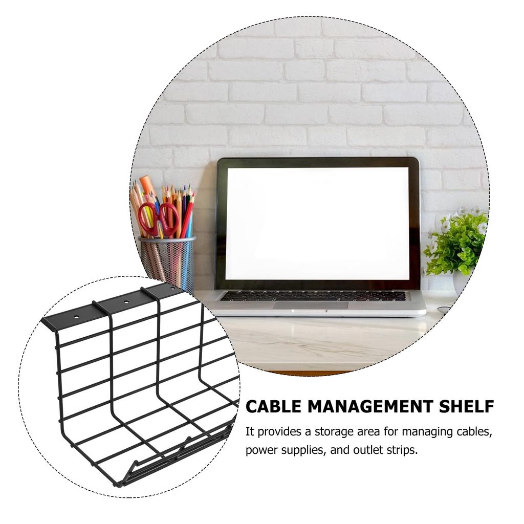 Storage Rack Office Electric Wire Black Serving Tray Under Desk Organizer Iron Cable Management Supply Shelf