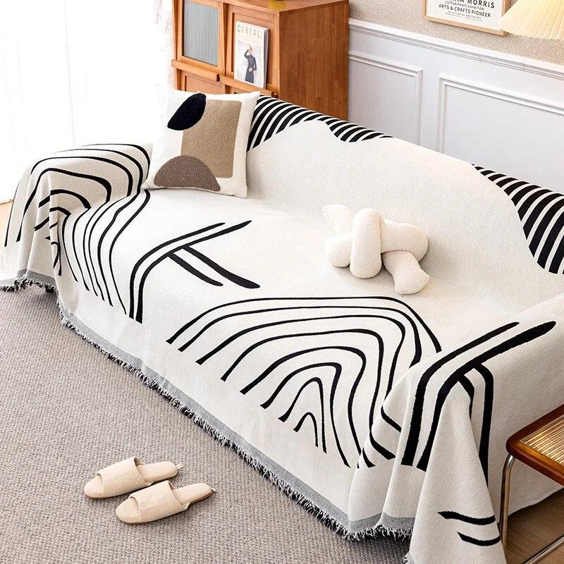 Чехол для дивана из синели, одеяло для проживания в семье, спальня, универсальное для всех сезонов, полотенце, пылезащитное декоративное полосатое полотенце для дивана, чехол