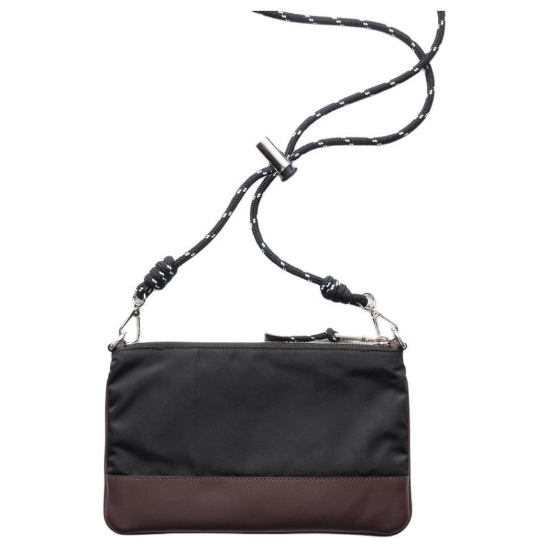Prada shoulder bag Re-Nylon Speedrock zipper closure enamel metal triangle logo adjustable removable woven strap fabric and leather men's black