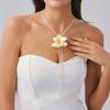 Orchid Flower Necklace Cloth Simulation Flower Earrings Sweet Clavicle Chain  Jewelry