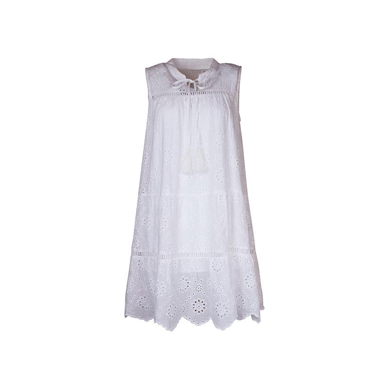 YYFS Женская мода лето весна однотонный принт без рукавов с воротником-стойкой повседневные платья