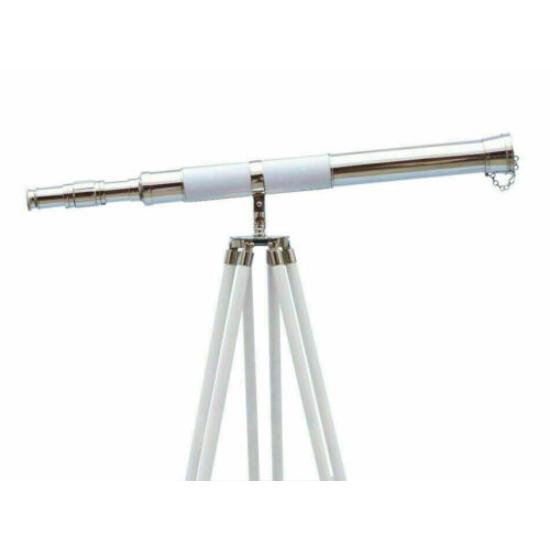 Морской напольный латунный кожаный 39-дюймовый телескоп с деревянной подставкой для штатива