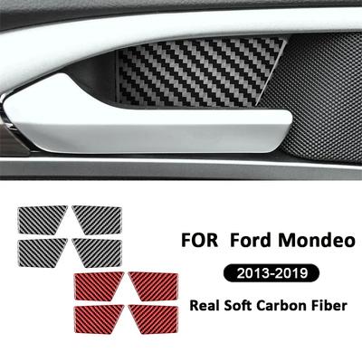 4 шт. Для Ford Mondeo 2013- Декоративная наклейка-кольцо на панель ручки внутренней двери из углеродного волокна, Декорация, Детали интерьера