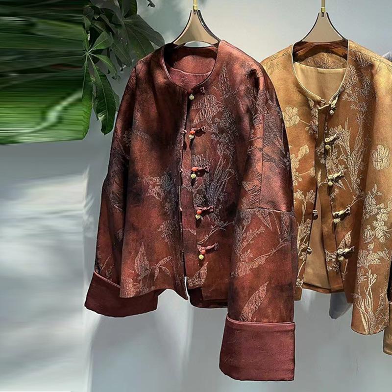 «Женский пиджак Tang из высококачественного жаккарда с длинными рукавами 2024 года»