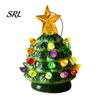 Pink And Green Holiday Accents Christmas Tree Ornament, Glowing Retro Resin Tabletop Decor with Star Cozy Party Supplies Topper, Vintage Xmas