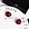 Cute Sweet Simulation Red Cherry Gold Color Fruit Stud Earrings for Women Girl Gift