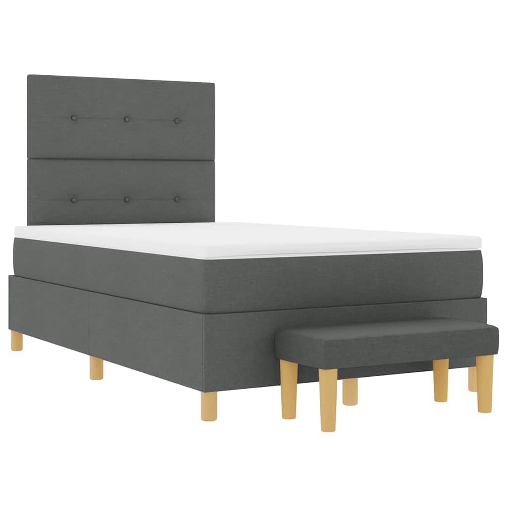 Box Spring Bed with Headboard Dark Gray 200 x 120 cm Fabric