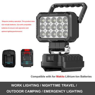 Светодиодный прожектор с 2 USB-портами для зарядки от аккумулятора Makita, рабочая лампа, портативный фонарь (аккумулятор НЕ входит в комплект)