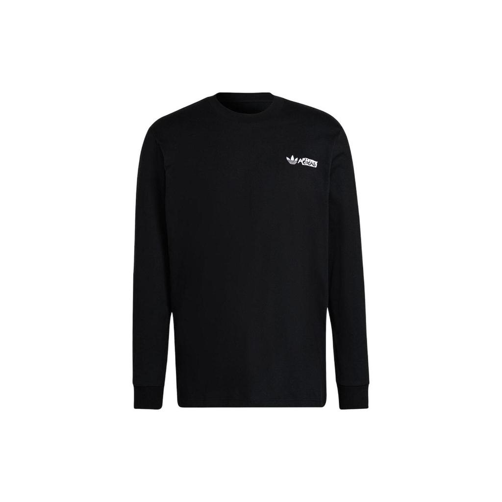 Adidas Originals Trefoil Solid Color Back Logo Long Sleeve T-Shirt Men Tops Black HT1660