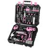Tool Set with 8V Electric for Home Furniture Home and Includes a Convenient Storage Case 126-Piece Drill, Pink, Use, DIY, Assembly, Maintenance,