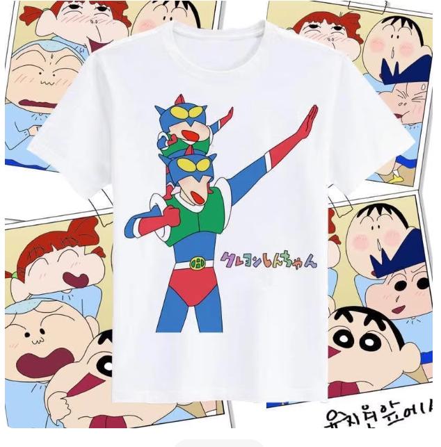 2026 Summer Comic Form Crayon Shinchan Image 100 Cotton Printed Oversize Casual Tshirt Adult Children Parentchild Top y2k