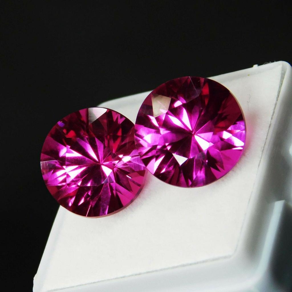 Natural Pink Sapphire Loose Gemstone Round Cut 18.56 ct Pair September Birthstone for Jewelry Making