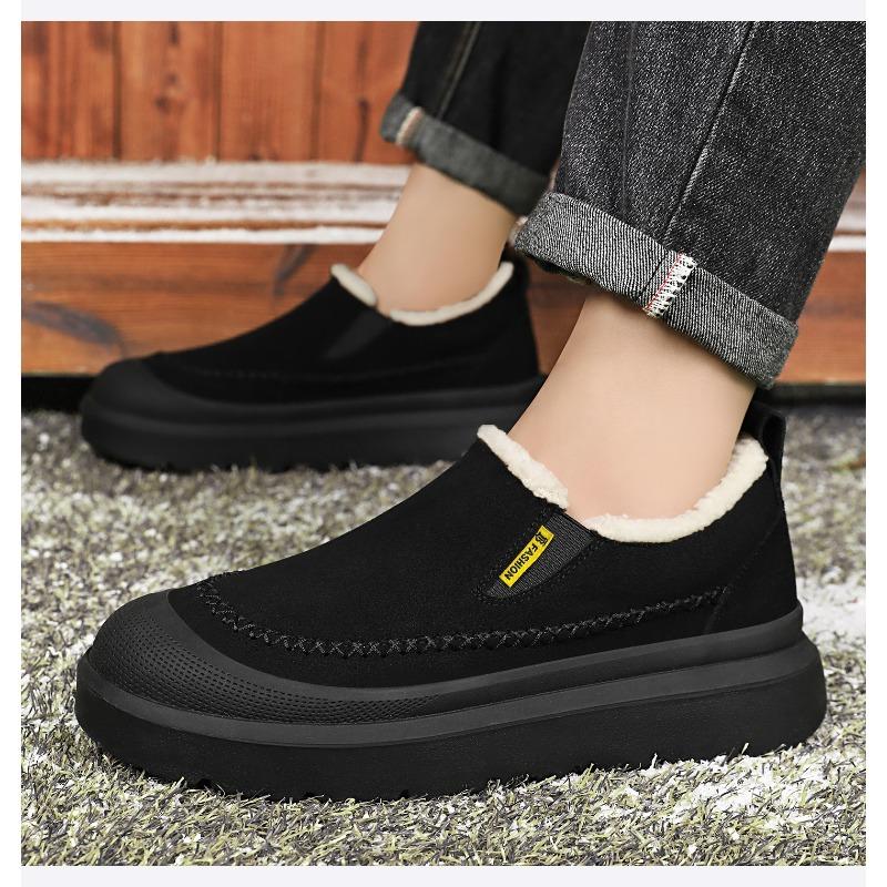 Хлопковая обувь с флисом, Мужская обувь, Теплые ботинки на толстой подошве, Однофутовые зимние ботинки, Универсальные хлопковые ботинки